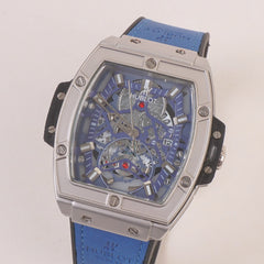 Blue Strap Silver Dial Men's Wrist Watch HB