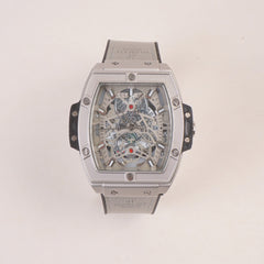 Grey Strap Silver Dial Men's Wrist Watch HB