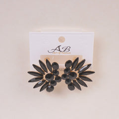 Woman's  Flower Design Earring Black