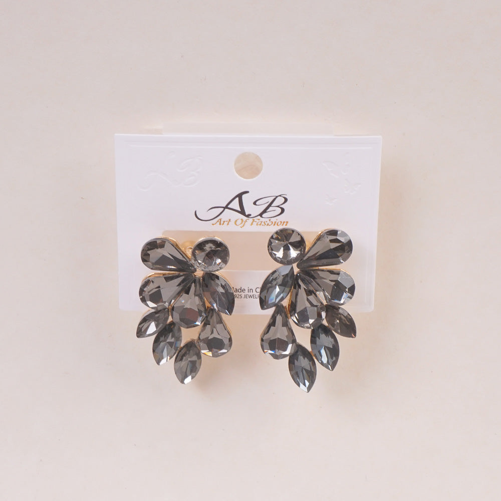 Woman's  Flower Design Earring Grey