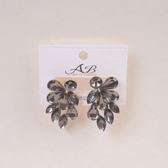 Woman's  Flower Design Earring Grey