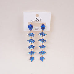 Woman's  Flower Design Earring Blue