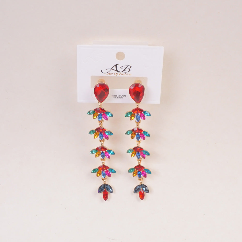 Woman's  Flower Design Earring Multi Color