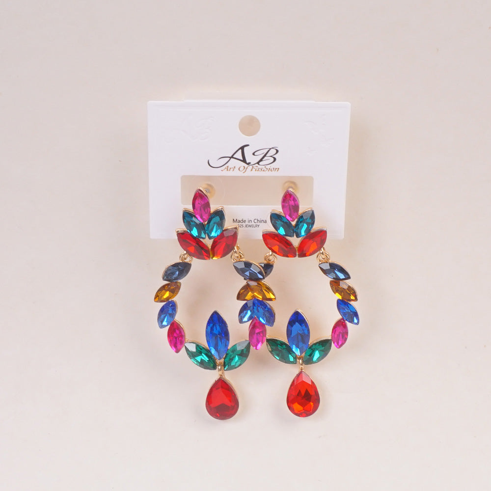 Woman's  Flower Design Earring Multi Color