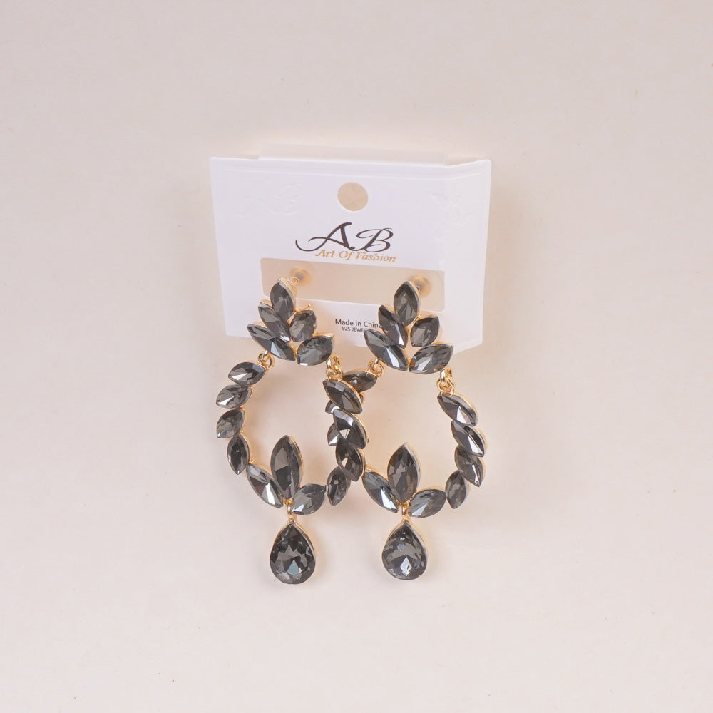 Woman's  Flower Design Earring Grey