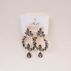 Woman's  Flower Design Earring Grey