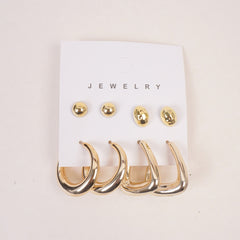 Woman's  Flower Design Earring 8pcs Set Golden