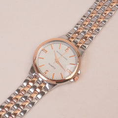 Two Tone Women Chain Watch Rosegold White