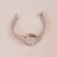 Two Tone Women Chain Watch Rosegold White