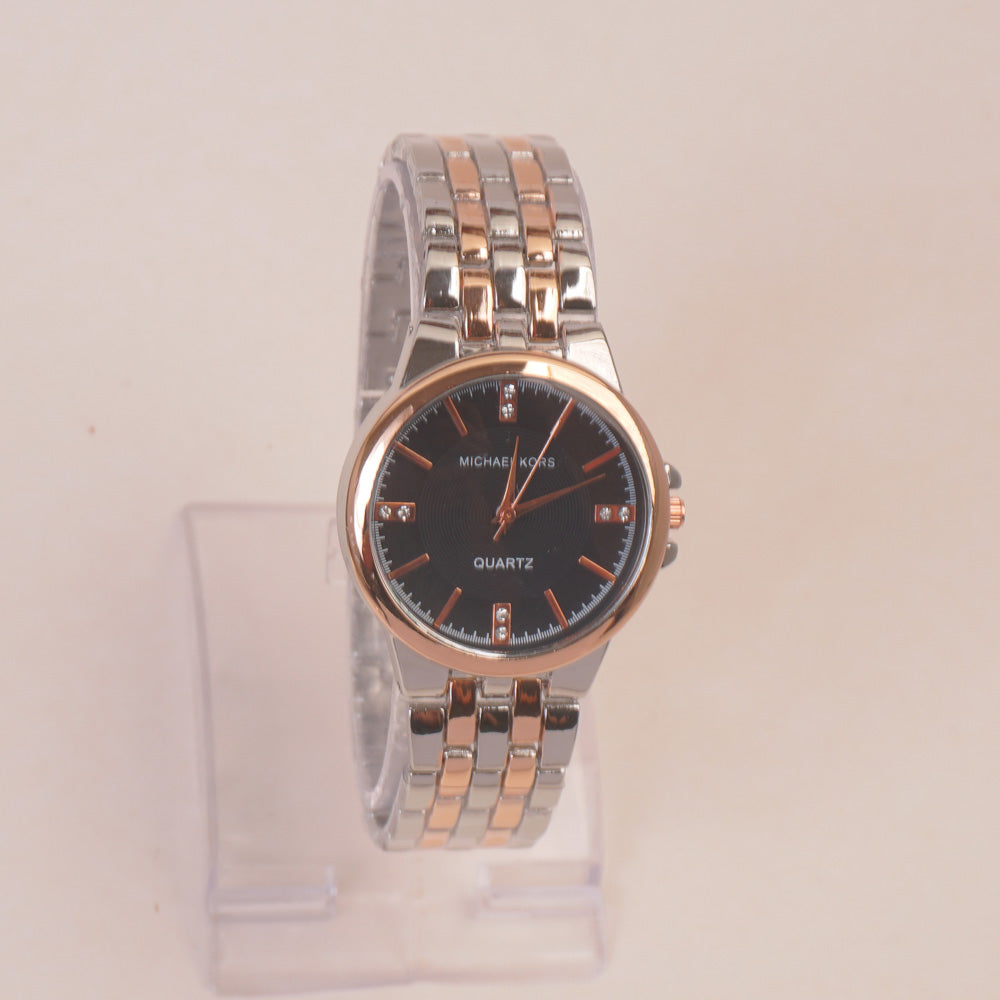 Two Tone Women Chain Watch Rosegold Black