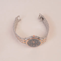 Two Tone Women Chain Watch Rosegold Black