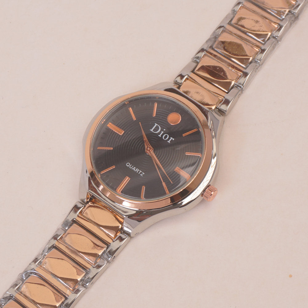 Two Tone Women Chain Watch Rosegold Black