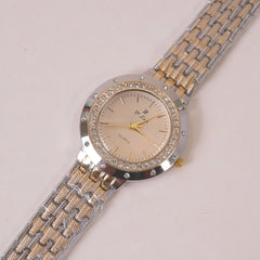 Two Tone Woman Chain Wrist Watch Silver Golden