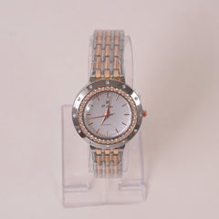 Two Tone Woman Chain Wrist Watch White