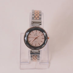 Two Tone Woman Chain Wrist Watch Silver Rosegold