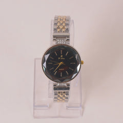 Two Tone Woman Chain Wrist Watch Silver Black