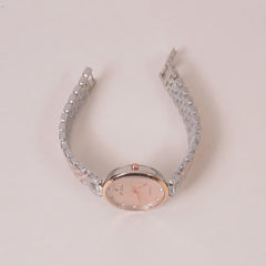 Two Tone Woman Chain Wrist Watch Rosegold Pink