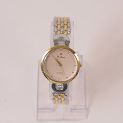 Two Tone Woman Chain Wrist Watch Silver Golden