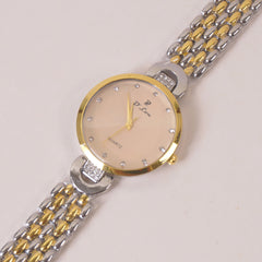 Two Tone Woman Chain Wrist Watch Silver Golden