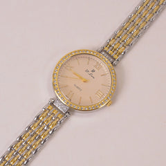 Two Tone Woman Chain Wrist Watch Silver Golden