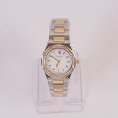 Two Tone Woman Chain Silver Wrist Watch Golden