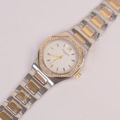 Two Tone Woman Chain Silver Wrist Watch Golden