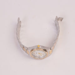 Two Tone Woman Chain Silver Wrist Watch Golden