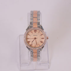 Two Tone Woman Chain Silver Wrist Watch Rosegold