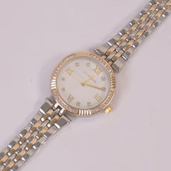 Two Tone Woman Chain Silver Wrist Watch Golden W