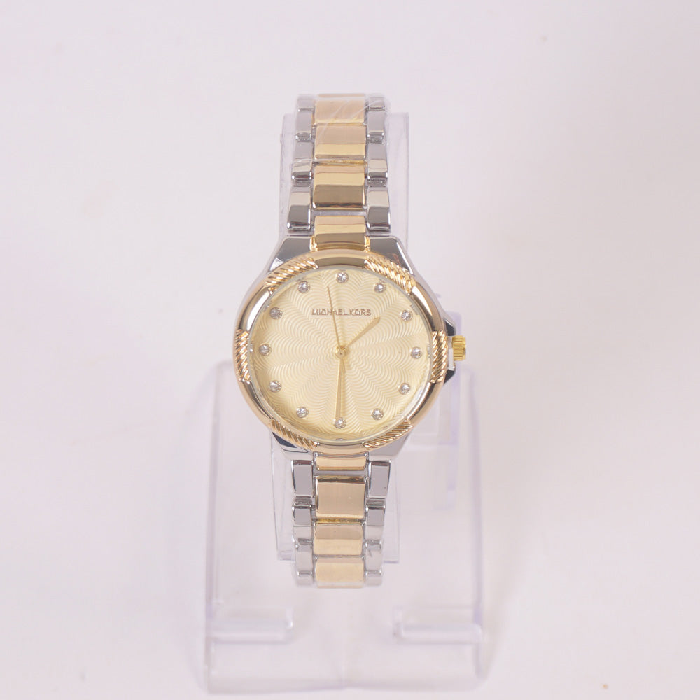 Two Tone Woman Chain Silver Wrist Watch Golden