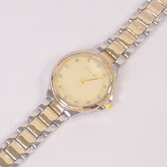 Two Tone Woman Chain Silver Wrist Watch Golden