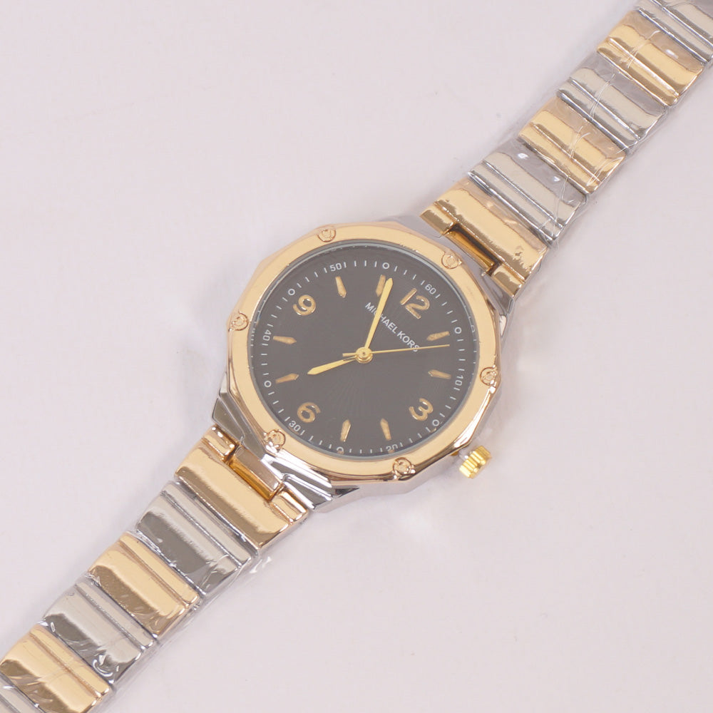 Two Tone Woman Chain Silver Wrist Watch Golden B