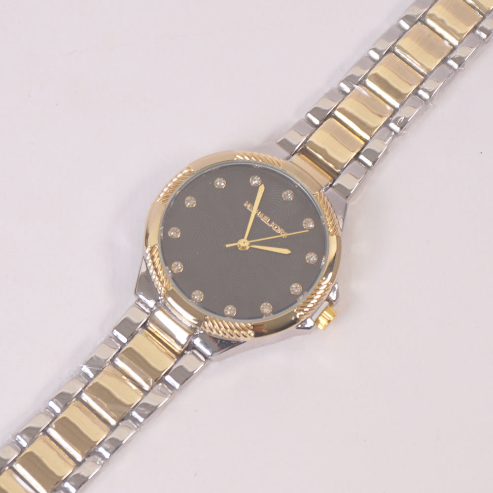 Two Tone Woman Chain Silver Wrist Watch Golden B