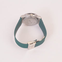 Green Strap Silver Dial Men's Wrist Watch