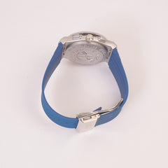 Blue Strap Silver Dial Men's Wrist Watch