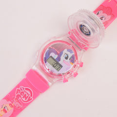 Kids Character Spinner Digital Wrist Watch Dark Pink UC