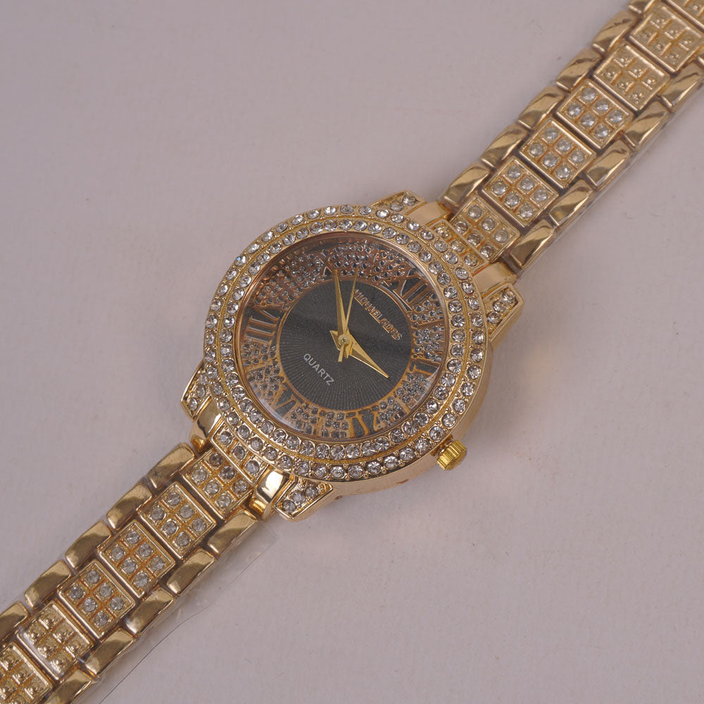 Woman Chain Watch Golden Black