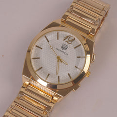 Mens Chain Wrist Watch Big Dial Golden