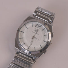 Mens Chain Wrist Watch Big Dial Silver