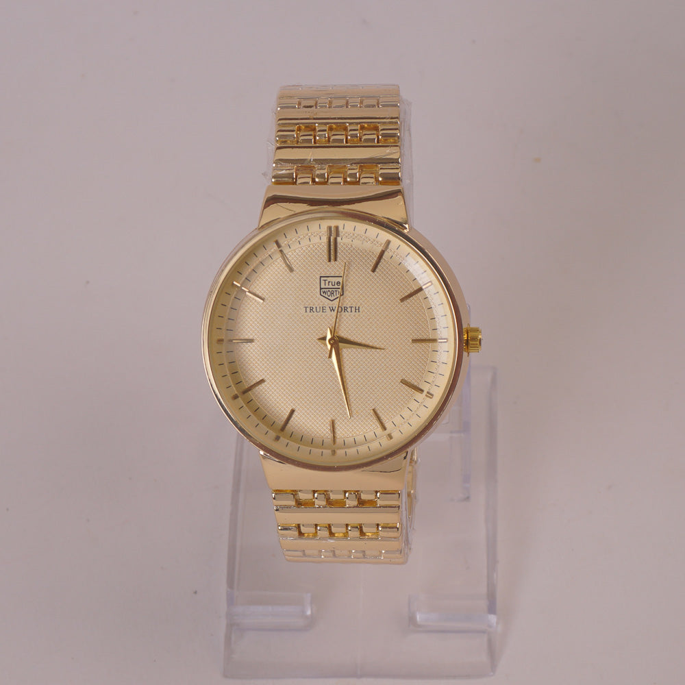 Mens Chain Wrist Watch Golden