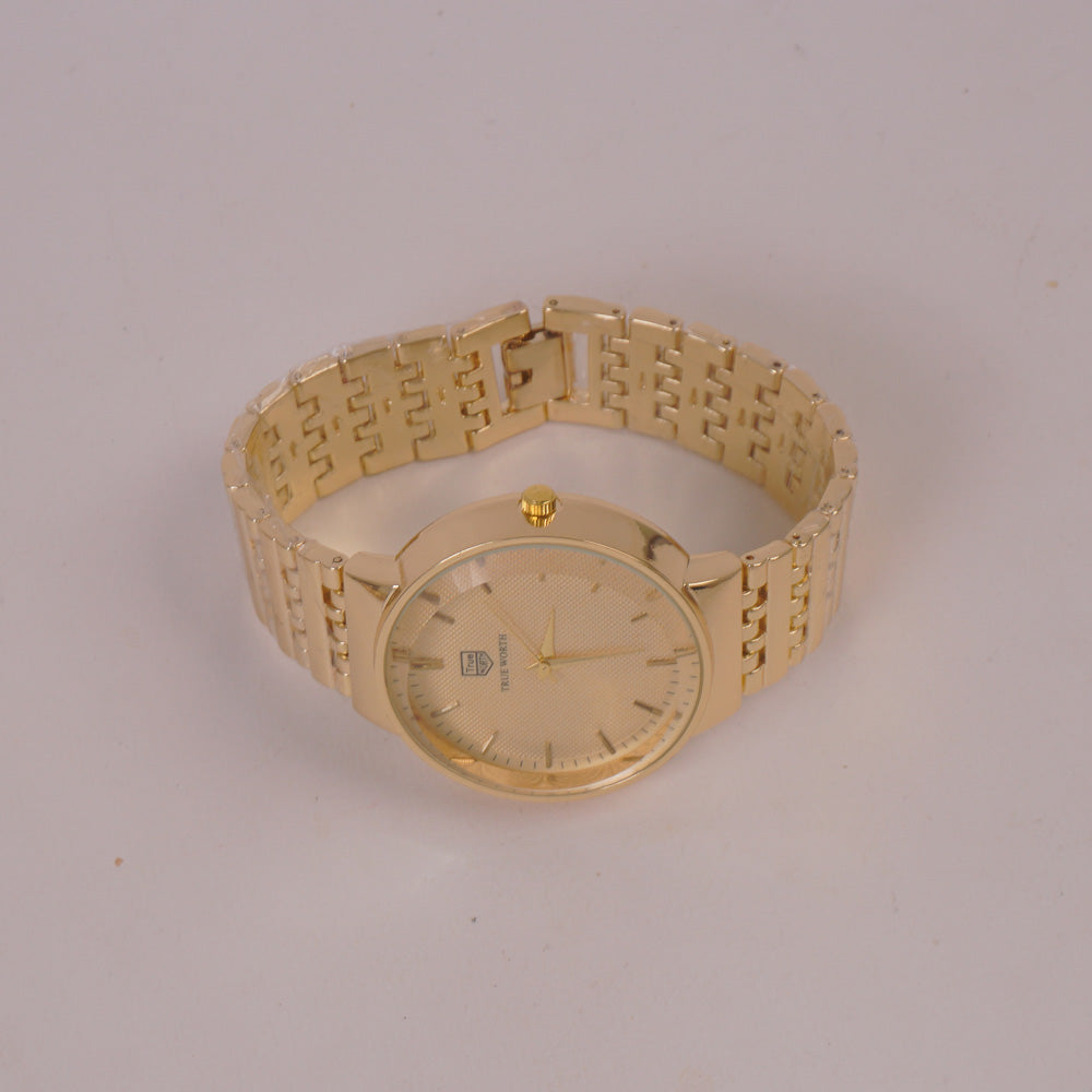 Mens Chain Wrist Watch Golden