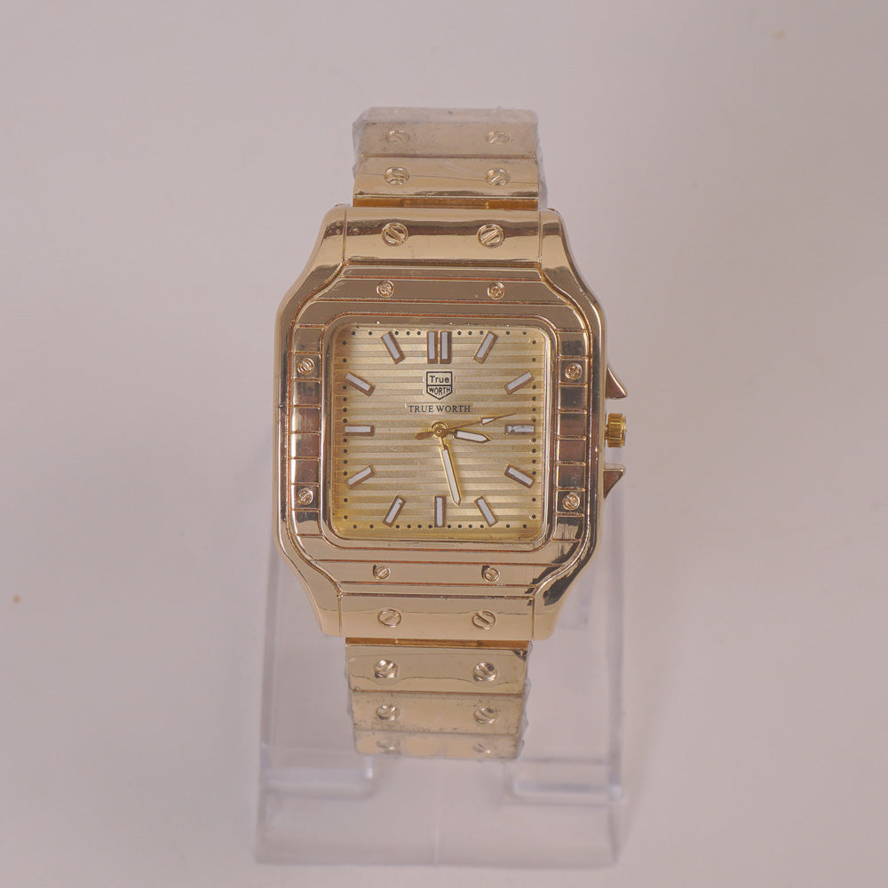 Mens Chain Wrist Watch Golden