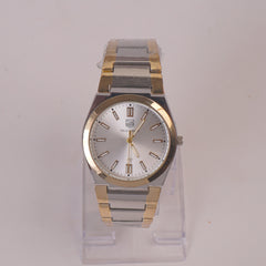 Two Tone Mens Chain Wrist Watch Golden