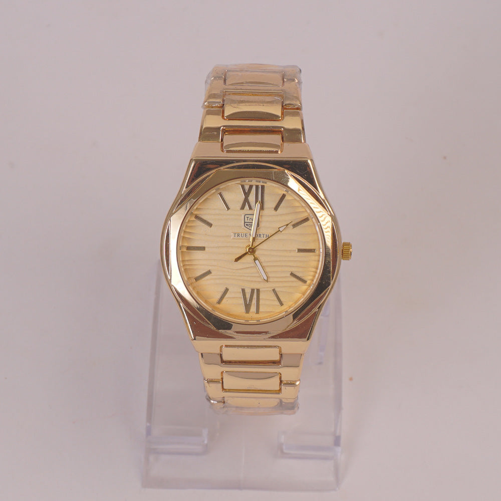 Mens Chain Wrist Watch Golden