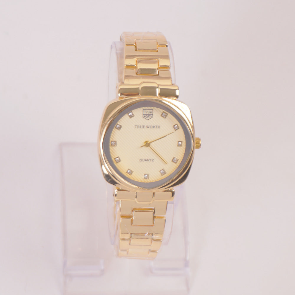 Women Stylish Chain Wrist Watch Golden