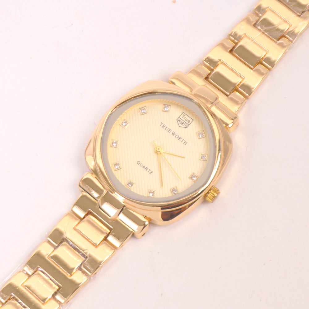 Women Stylish Chain Wrist Watch Golden