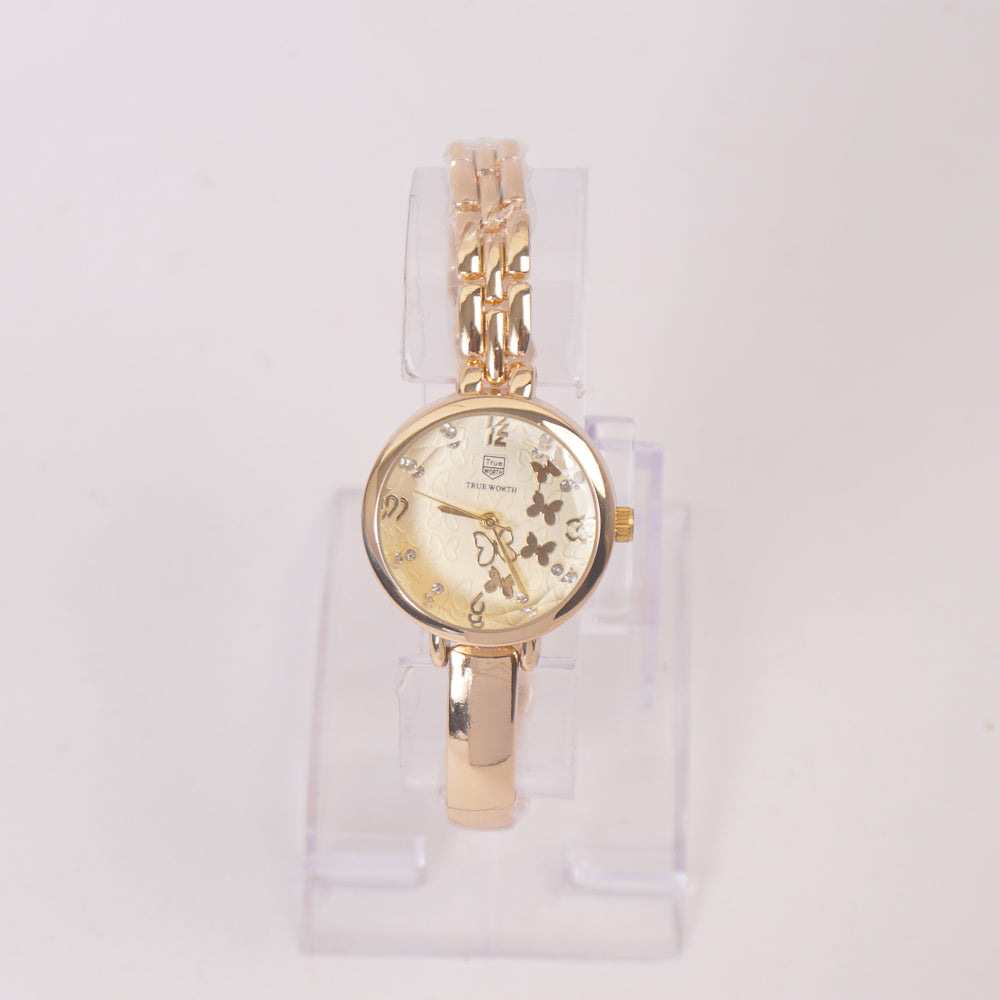 Women Stylish Chain Wrist Watch Golden