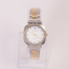 Two Tone Women Stylish Chain Wrist Watch White