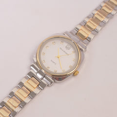 Two Tone Women Stylish Chain Wrist Watch White