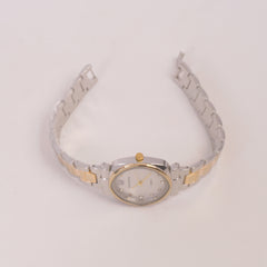 Two Tone Women Stylish Chain Wrist Watch White